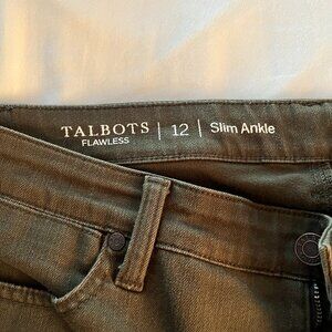 Talbots Slim Ankle Jeans, Olive, Size 12